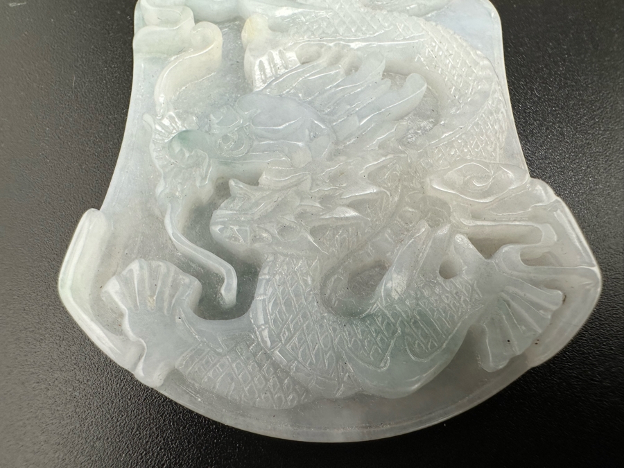 Relief Carved Jade Dragon Pendant 1.5W X 2H 23.6g [Photo 4]