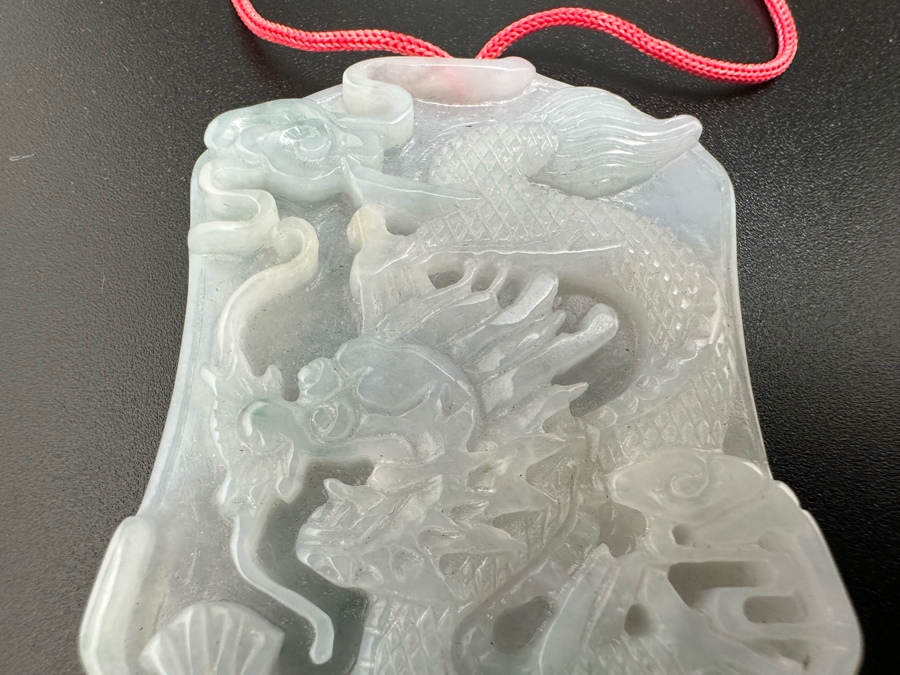 Relief Carved Jade Dragon Pendant 1.5W X 2H 23.6g [Photo 5]