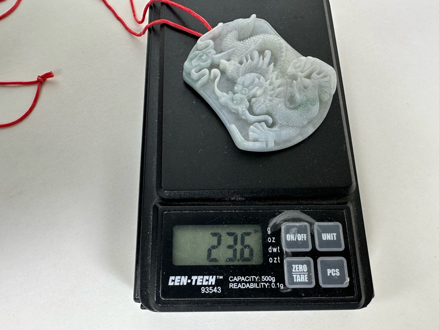 Relief Carved Jade Dragon Pendant 1.5W X 2H 23.6g [Photo 12]