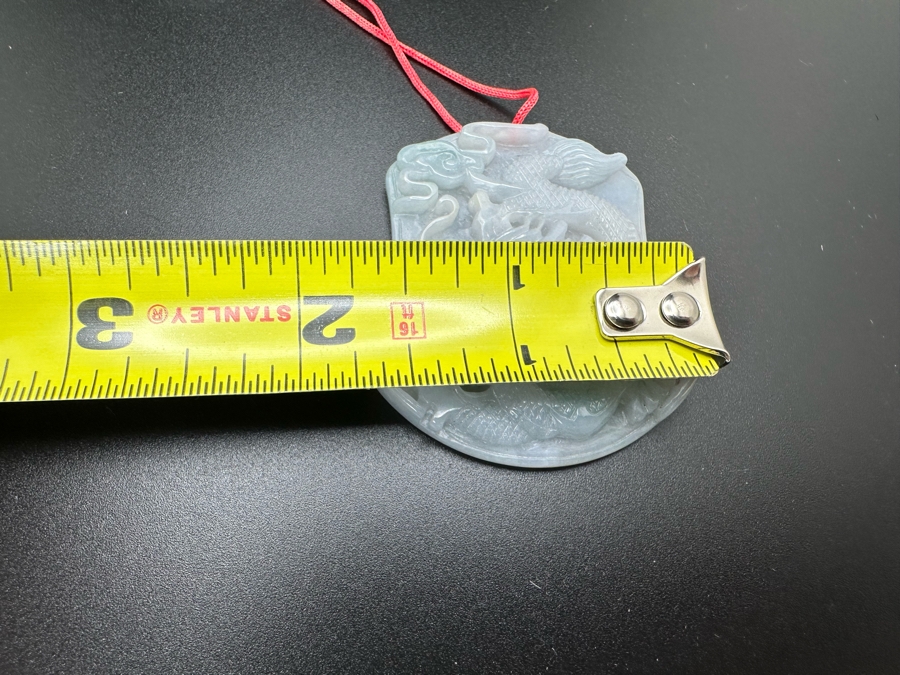 Relief Carved Jade Dragon Pendant 1.5W X 2H 23.6g [Photo 10]