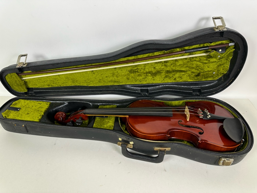 Wooden Violin Of Unknown Make 23L X 8.5W With Glasser Bow 29.5L And Case [Photo 4]
