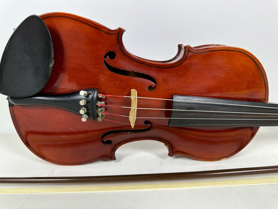 Wooden Violin Of Unknown Make 23L X 8.5W With Glasser Bow 29.5L And Case [Photo 9]