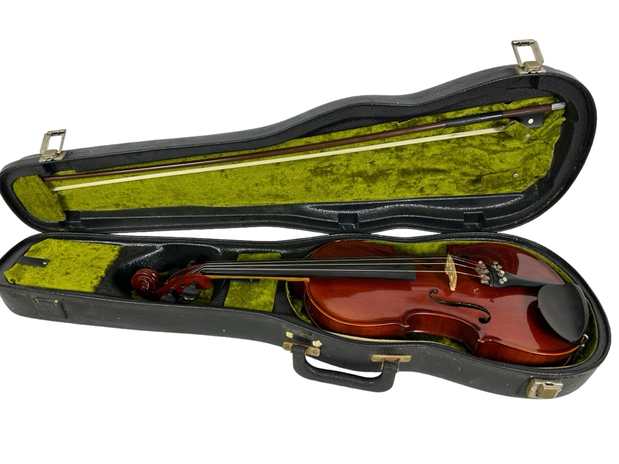 Wooden Violin Of Unknown Make 23L X 8.5W With Glasser Bow 29.5L And Case [Photo 1]