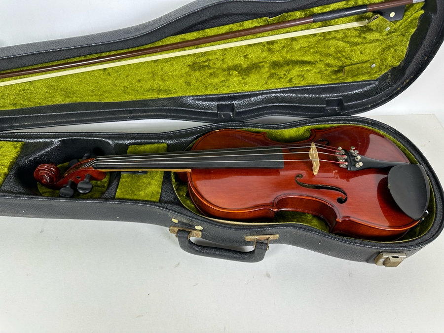 Wooden Violin Of Unknown Make 23L X 8.5W With Glasser Bow 29.5L And Case [Photo 5]