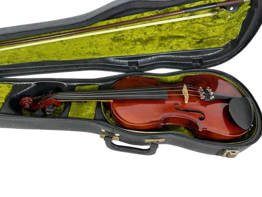 Wooden Violin Of Unknown Make 23L X 8.5W With Glasser Bow 29.5L And Case [Photo 2]