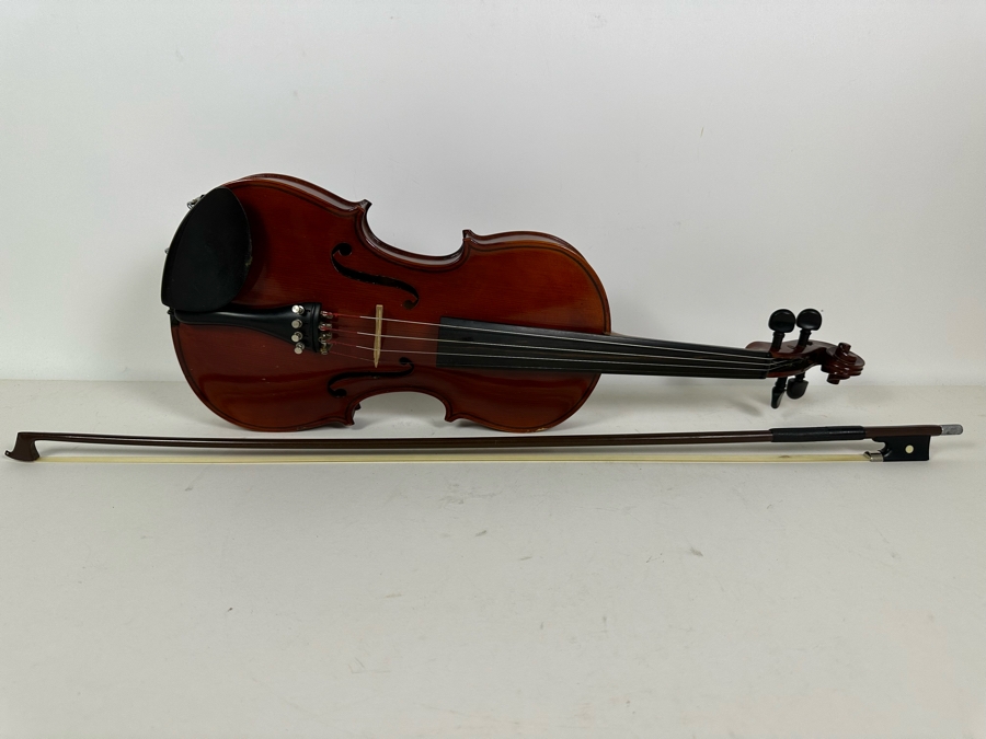 Wooden Violin Of Unknown Make 23L X 8.5W With Glasser Bow 29.5L And Case [Photo 7]