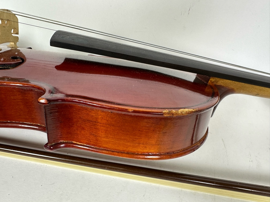 Wooden Violin Of Unknown Make 23L X 8.5W With Glasser Bow 29.5L And Case [Photo 11]