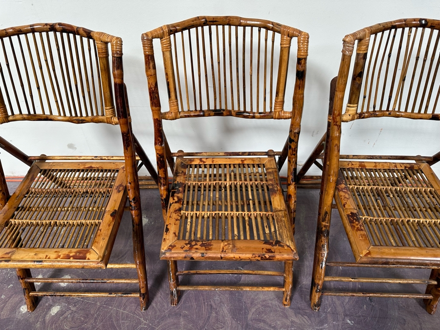 Three Rattan Folding Chairs [Photo 2]