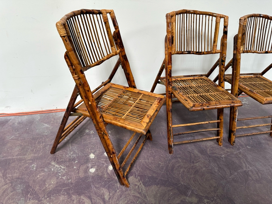 Three Rattan Folding Chairs [Photo 3]