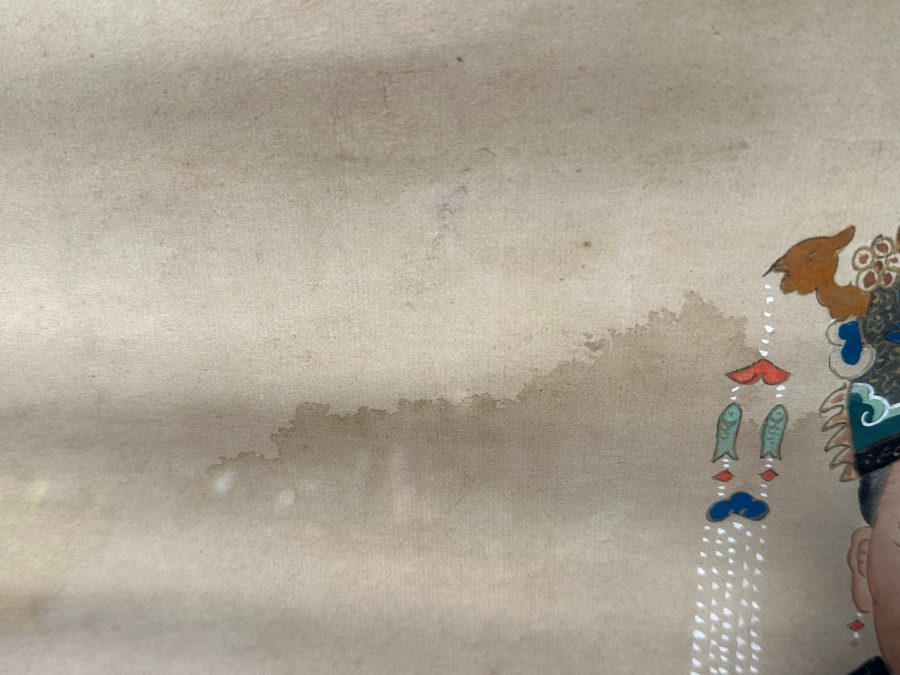 Pair Of Vintage Chinese Ancestor Paintings Framed 32.5W X 51H [Photo 12]