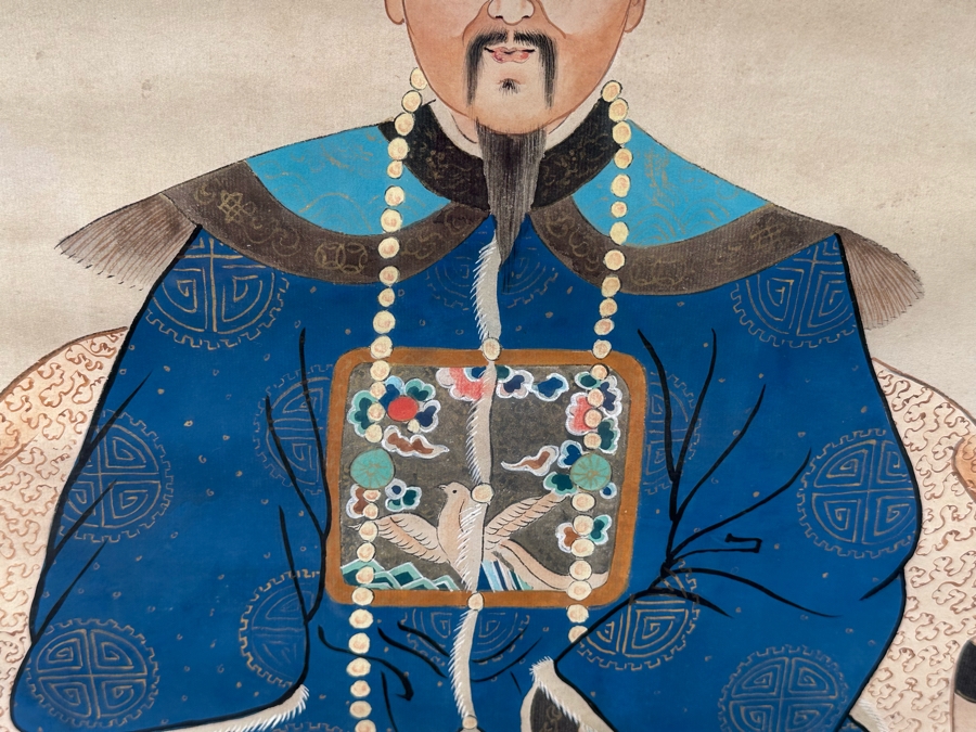 Pair Of Vintage Chinese Ancestor Paintings Framed 32.5W X 51H [Photo 6]