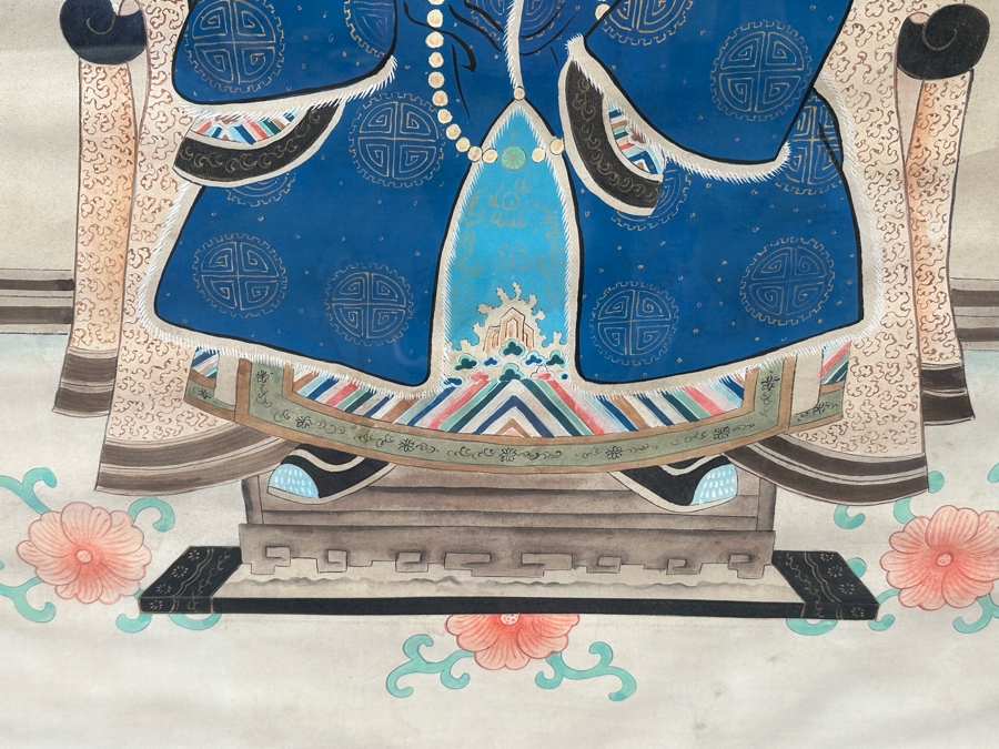 Pair Of Vintage Chinese Ancestor Paintings Framed 32.5W X 51H [Photo 8]