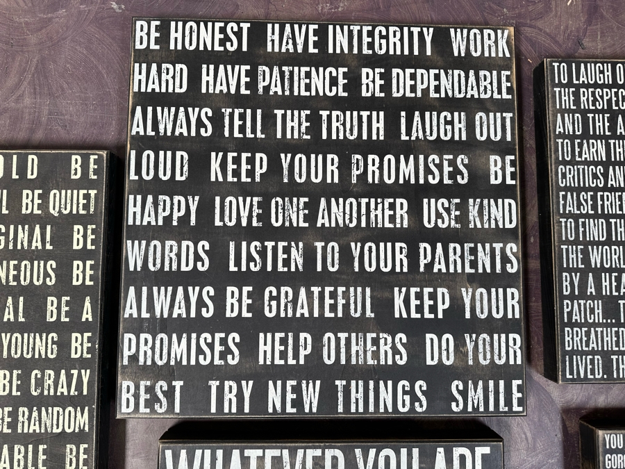Set Of Five Wooden Inspirational Words Wall Artwork Largest Measures 24 X 24 Retails $300+ [Photo 4]