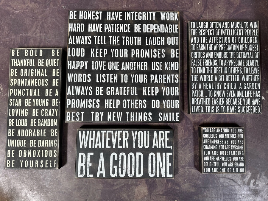 Set Of Five Wooden Inspirational Words Wall Artwork Largest Measures 24 X 24 Retails $300+ [Photo 2]