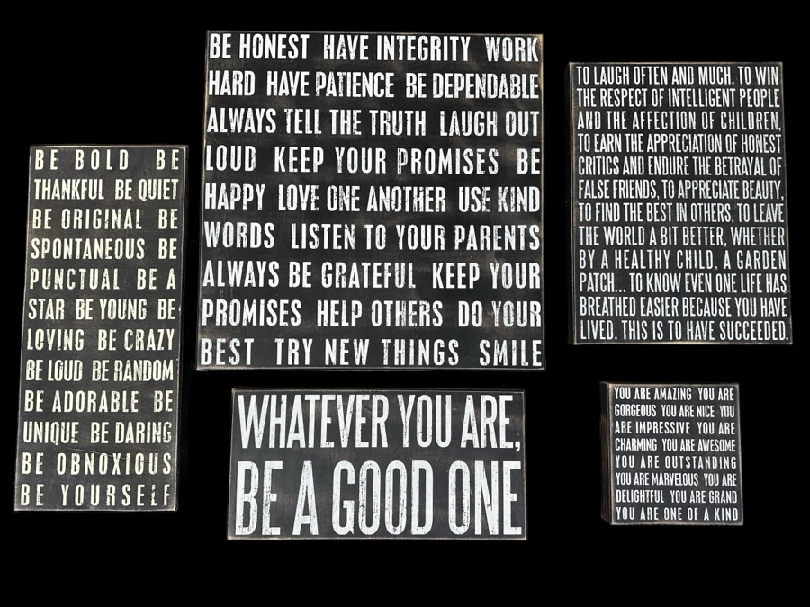 Set Of Five Wooden Inspirational Words Wall Artwork Largest Measures 24 X 24 Retails $300+