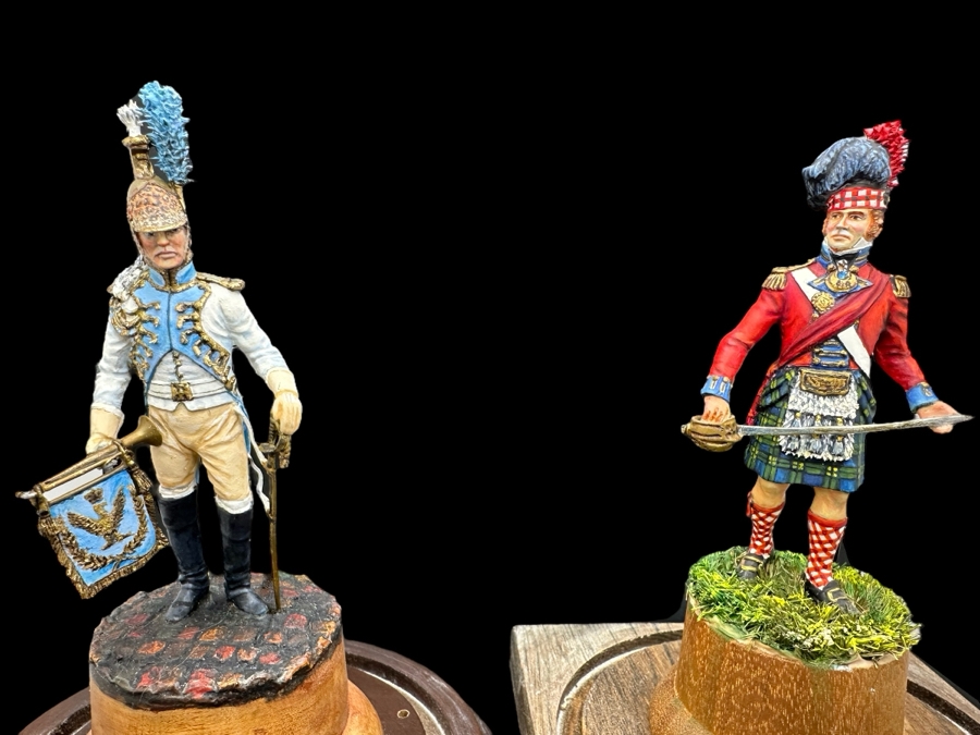 Hand Painted Metal Tin Miniature Military Figurines Toy Soldiers By Dr. David D. Michaels With Glass Domes 4.5H [Photo 2]