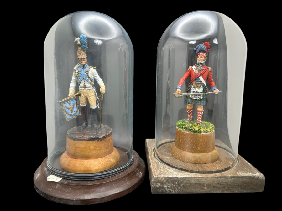 Hand Painted Metal Tin Miniature Military Figurines Toy Soldiers By Dr. David D. Michaels With Glass Domes 4.5H [Photo 3]