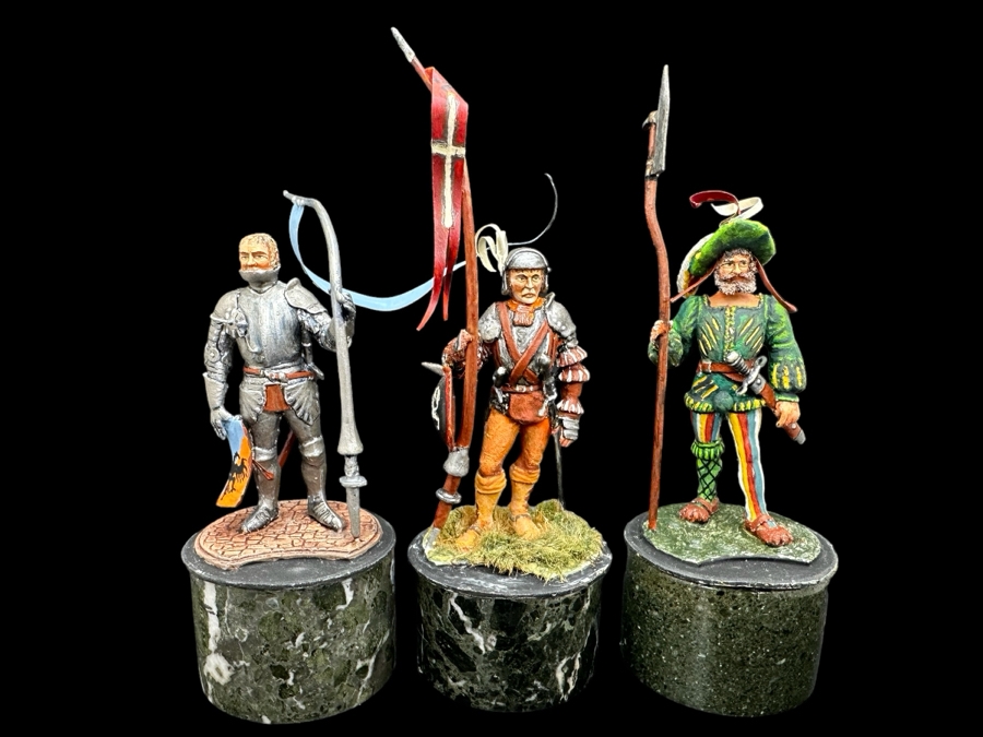 Hand Painted Metal Tin Miniature Military Figurines Toy Soldiers By Dr. David D. Michaels 4.5H
