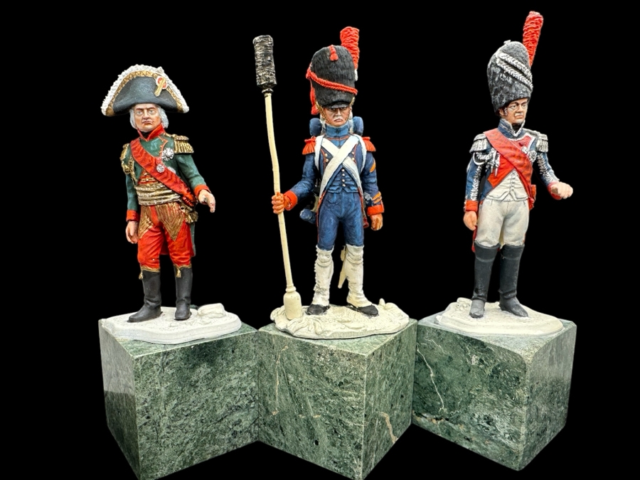 Hand Painted Metal Tin Miniature Military Figurines Toy Soldiers By Dr. David D. Michaels 4.5H