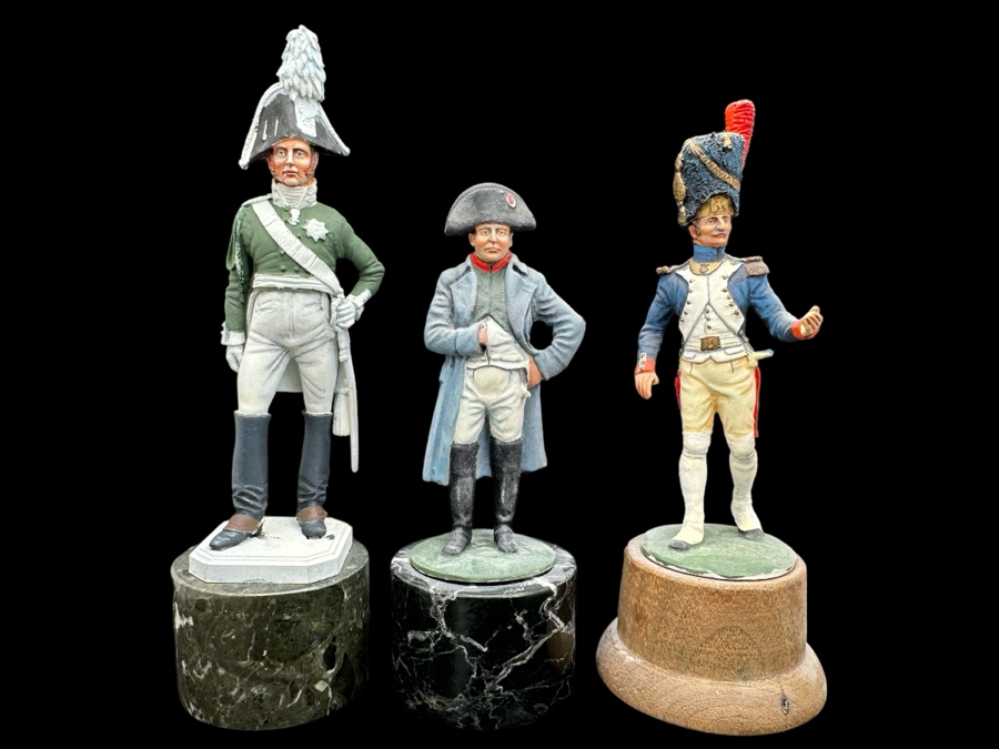 Hand Painted Metal Tin Miniature Military Figurines Toy Soldiers By Dr. David D. Michaels 4.5H