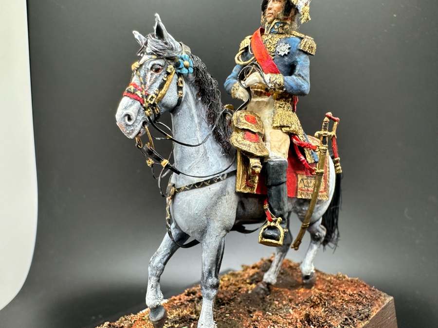 Hand Painted Historex Plastic Miniature Military Figurine Toy Soldier On Horse By Dr. David D. Michaels With Wooden Stand And Acrylic Case 5W X 5.5H [Photo 11]