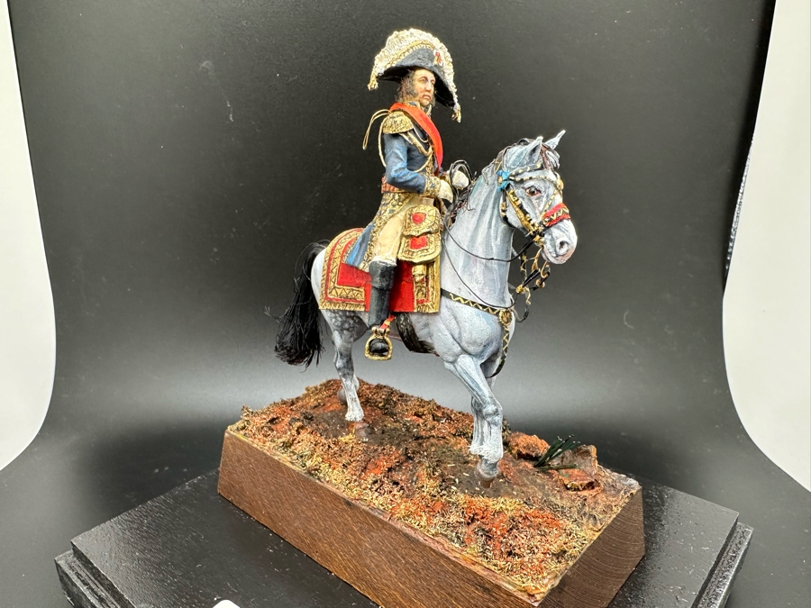 Hand Painted Historex Plastic Miniature Military Figurine Toy Soldier On Horse By Dr. David D. Michaels With Wooden Stand And Acrylic Case 5W X 5.5H [Photo 3]