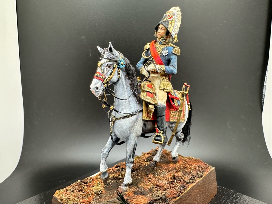 Hand Painted Historex Plastic Miniature Military Figurine Toy Soldier On Horse By Dr. David D. Michaels With Wooden Stand And Acrylic Case 5W X 5.5H [Photo 10]