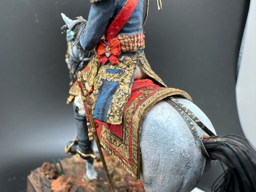 Hand Painted Historex Plastic Miniature Military Figurine Toy Soldier On Horse By Dr. David D. Michaels With Wooden Stand And Acrylic Case 5W X 5.5H [Photo 15]