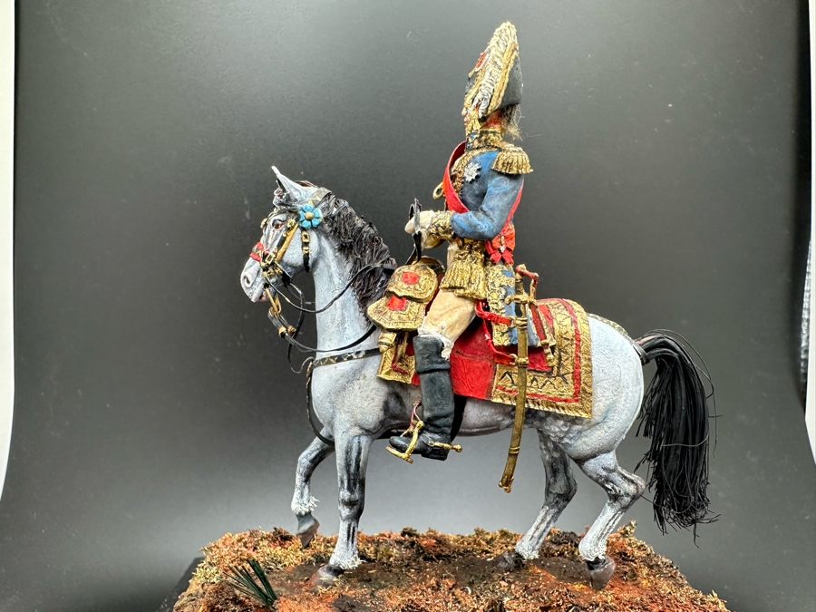 Hand Painted Historex Plastic Miniature Military Figurine Toy Soldier On Horse By Dr. David D. Michaels With Wooden Stand And Acrylic Case 5W X 5.5H [Photo 12]