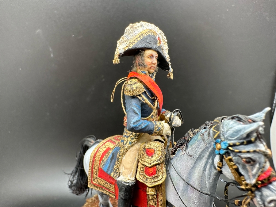 Hand Painted Historex Plastic Miniature Military Figurine Toy Soldier On Horse By Dr. David D. Michaels With Wooden Stand And Acrylic Case 5W X 5.5H [Photo 5]