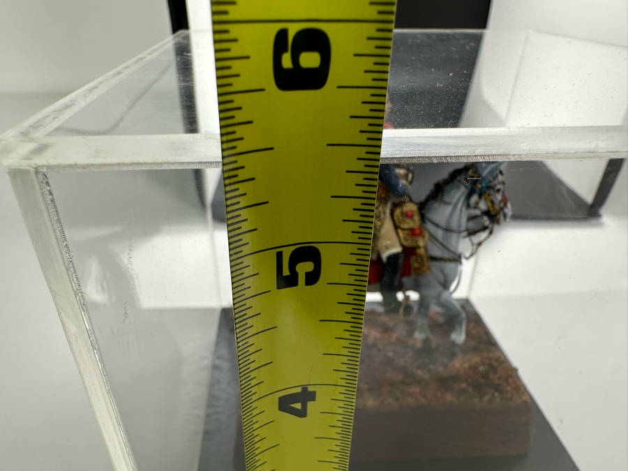 Hand Painted Historex Plastic Miniature Military Figurine Toy Soldier On Horse By Dr. David D. Michaels With Wooden Stand And Acrylic Case 5W X 5.5H [Photo 19]