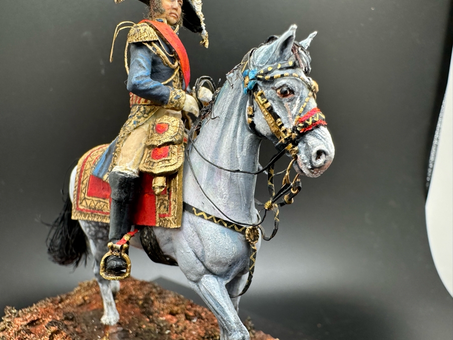 Hand Painted Historex Plastic Miniature Military Figurine Toy Soldier On Horse By Dr. David D. Michaels With Wooden Stand And Acrylic Case 5W X 5.5H [Photo 6]