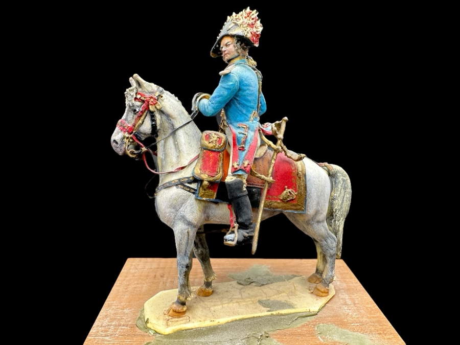 Hand Painted Historex Plastic Miniature Military Figurine Toy Soldier On Horse By Dr. David D. Michaels 4W X 3D X 4H [Photo 1]