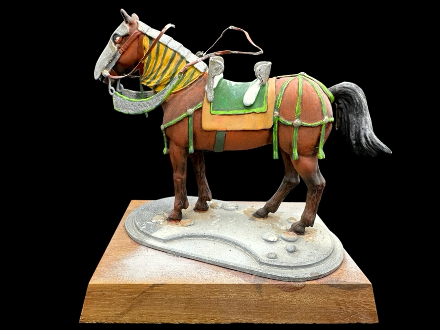 Hand Painted Metal Tin Miniature Military Figurine Toy Horse By Dr. David D. Michaels 4W X 3D X 4H [Photo 1]