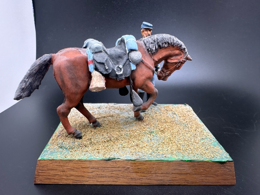 Hand Painted Metal Tin Miniature Military Figurine Toy Soldier With Horse By Dr. David D. Michaels 4W X 3D X 3H [Photo 3]