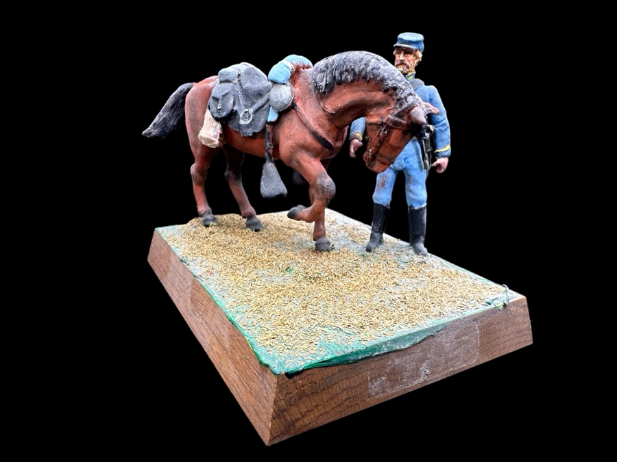 Hand Painted Metal Tin Miniature Military Figurine Toy Soldier With Horse By Dr. David D. Michaels 4W X 3D X 3H [Photo 1]