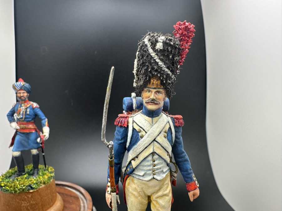 Hand Painted Metal Tin Miniature Military Figurines Toy Soldiers By Dr. David D. Michaels With Glass Domes 3.5H-4H [Photo 7]