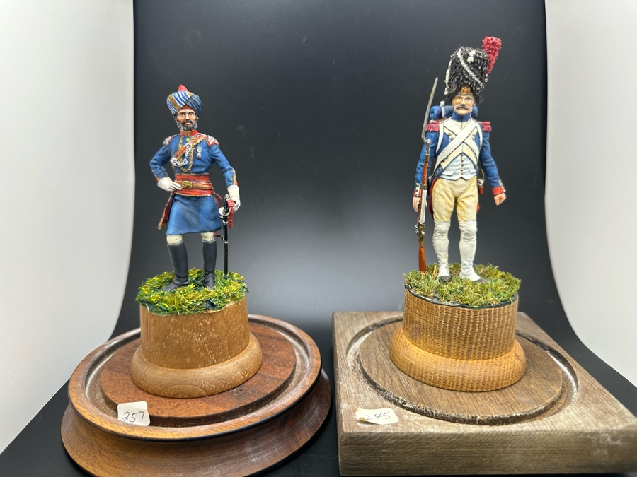 Hand Painted Metal Tin Miniature Military Figurines Toy Soldiers By Dr. David D. Michaels With Glass Domes 3.5H-4H [Photo 3]