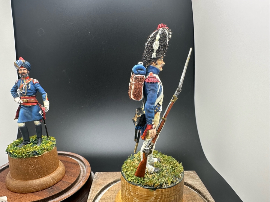 Hand Painted Metal Tin Miniature Military Figurines Toy Soldiers By Dr. David D. Michaels With Glass Domes 3.5H-4H [Photo 8]