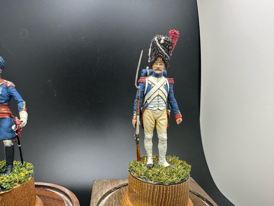 Hand Painted Metal Tin Miniature Military Figurines Toy Soldiers By Dr. David D. Michaels With Glass Domes 3.5H-4H [Photo 6]