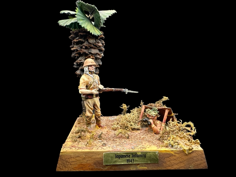 Hand Painted Metal Tin Miniature Military Figurines Toy Soldiers Japanese Infantry 1942 By Dr. David D. Michaels 4W X 3D X 5H [Photo 1]