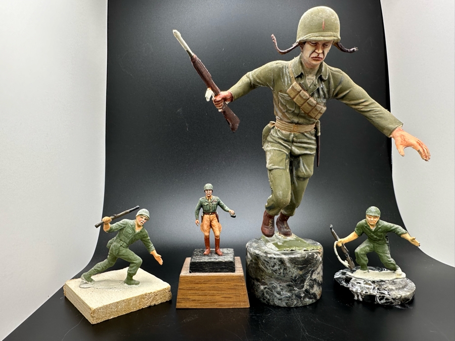 Hand Painted Metal Tin / Plastic Miniature Military Figurines Toy Soldiers By Dr. David D. Michaels 2.25H-5H (Middle Figurines Are Plastic / Outer Figurines Are Metal) [Photo 2]