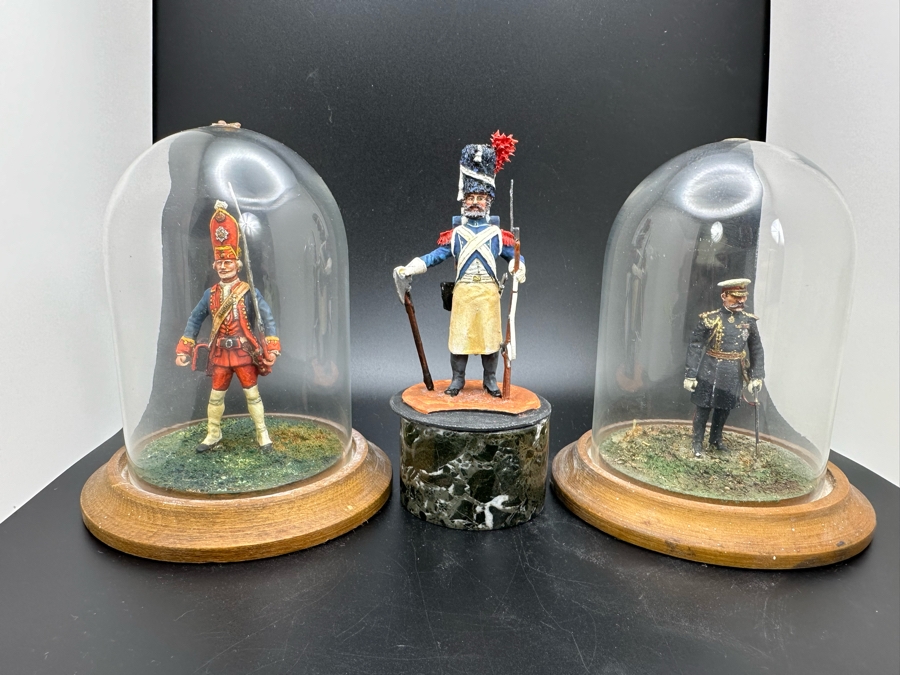 Hand Painted Metal Tin Miniature Military Figurines Toy Soldiers By Dr. David D. Michaels 2.5H-3H (Outer Figurines Have Glass Domes) [Photo 2]