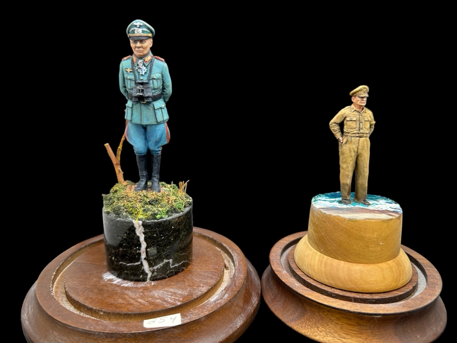 Hand Painted Metal Tin Miniature Military Figurines Toy Soldiers By Dr. David D. Michaels With Glass Domes 2.5H-4H [Photo 1]