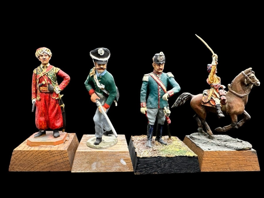 Hand Painted Metal Tin Miniature Military Figurines Toy Soldiers By Dr. David D. Michaels 2.5H
