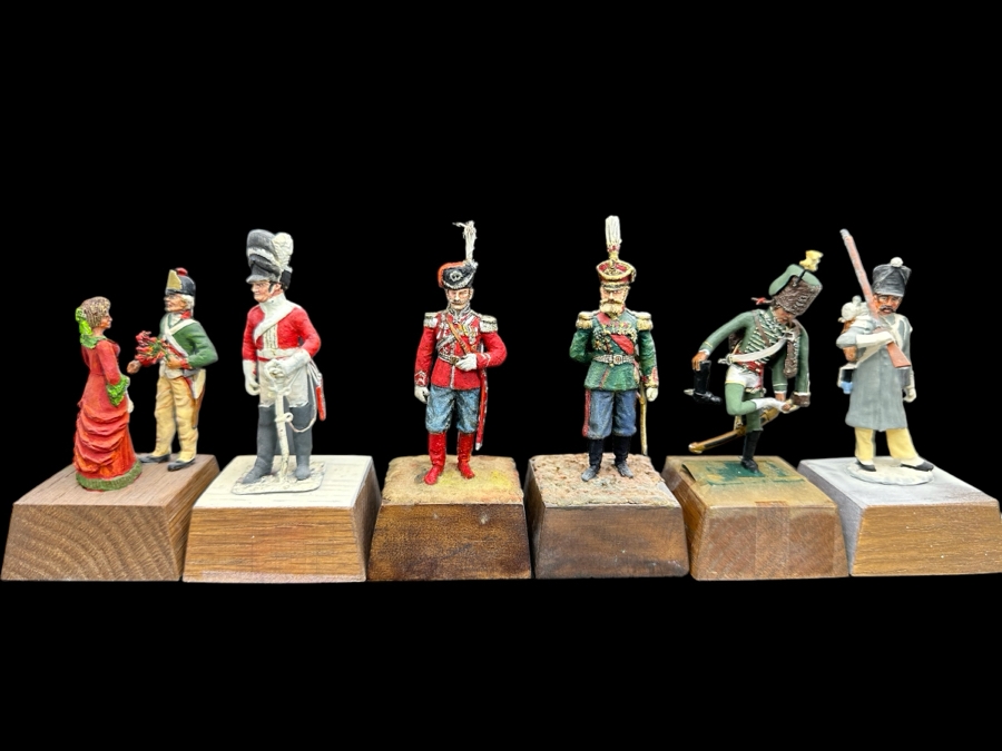 Hand Painted Metal Tin Miniature Military Figurines Toy Soldiers By Dr. David D. Michaels 2.5H