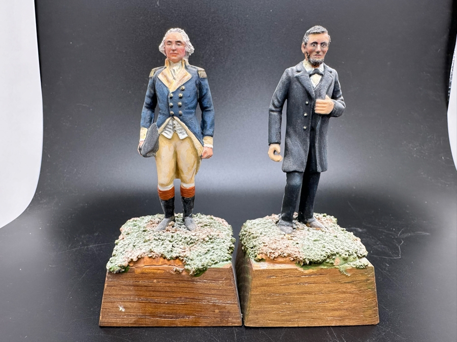 Hand Painted Miniature Figurines Of U.S. Presidents George Washington And Abraham Lincoln 2.75H [Photo 2]