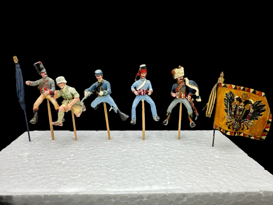Hand Painted Metal Tin Miniature Military Figurines Toy Soldiers By Dr. David D. Michaels 2.5H