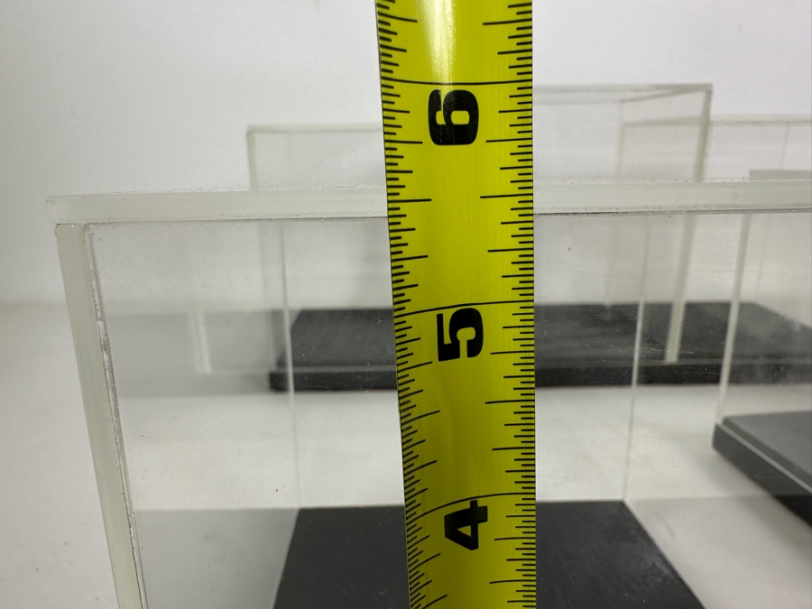 Six Black Wooden Stands With Clear Acrylic Covers Of Various Sizes Apx 5W [Photo 8]