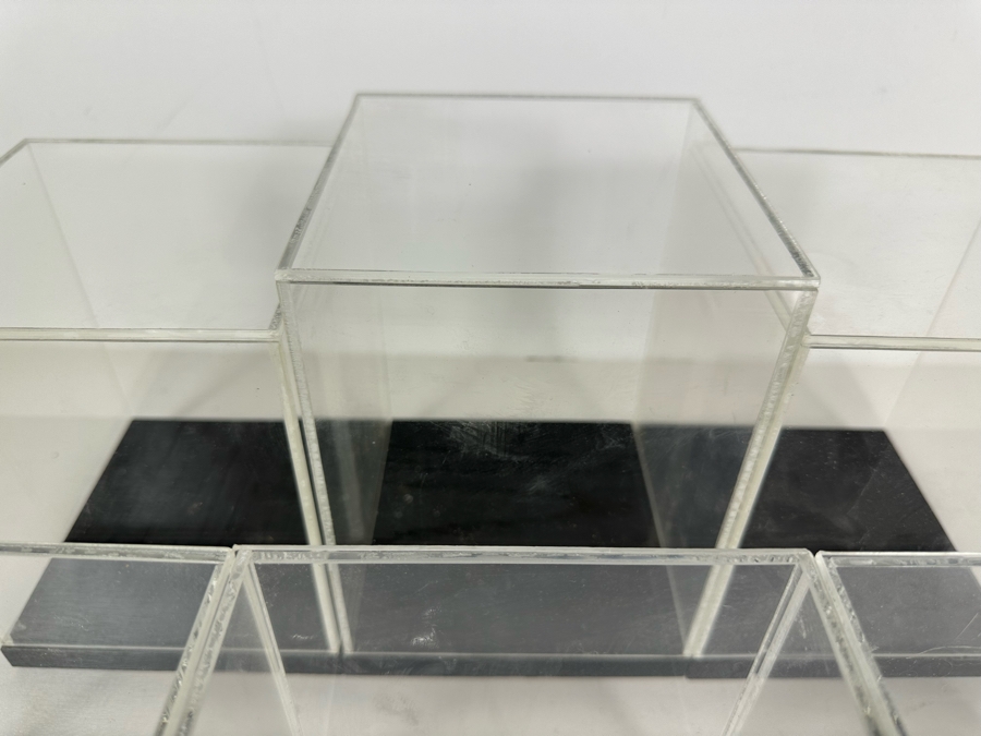 Six Black Wooden Stands With Clear Acrylic Covers Of Various Sizes Apx 5W [Photo 5]